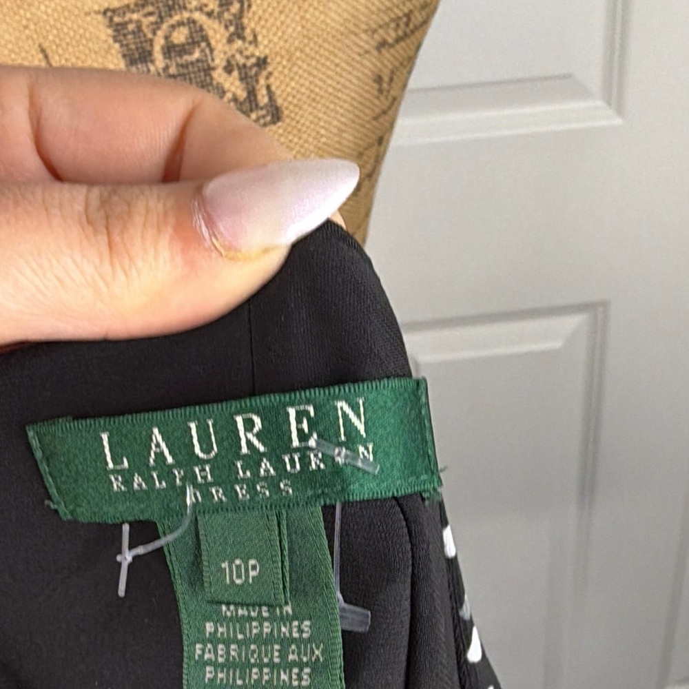 Sz 10P Lauren Ralph Lauren Black Polka dot Dress $89 MSRP - Picture 9 of 11